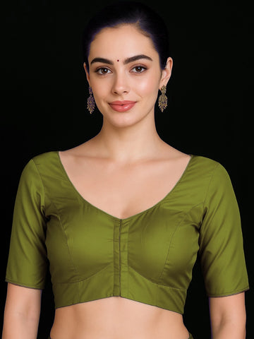 Olive Green Pure silk with lining blouse
