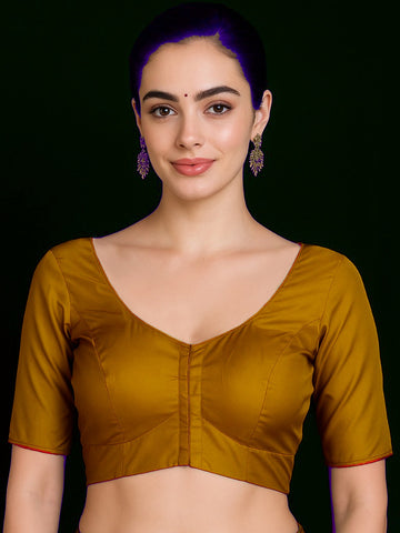 Dark Yello Pure silk with lining blouse