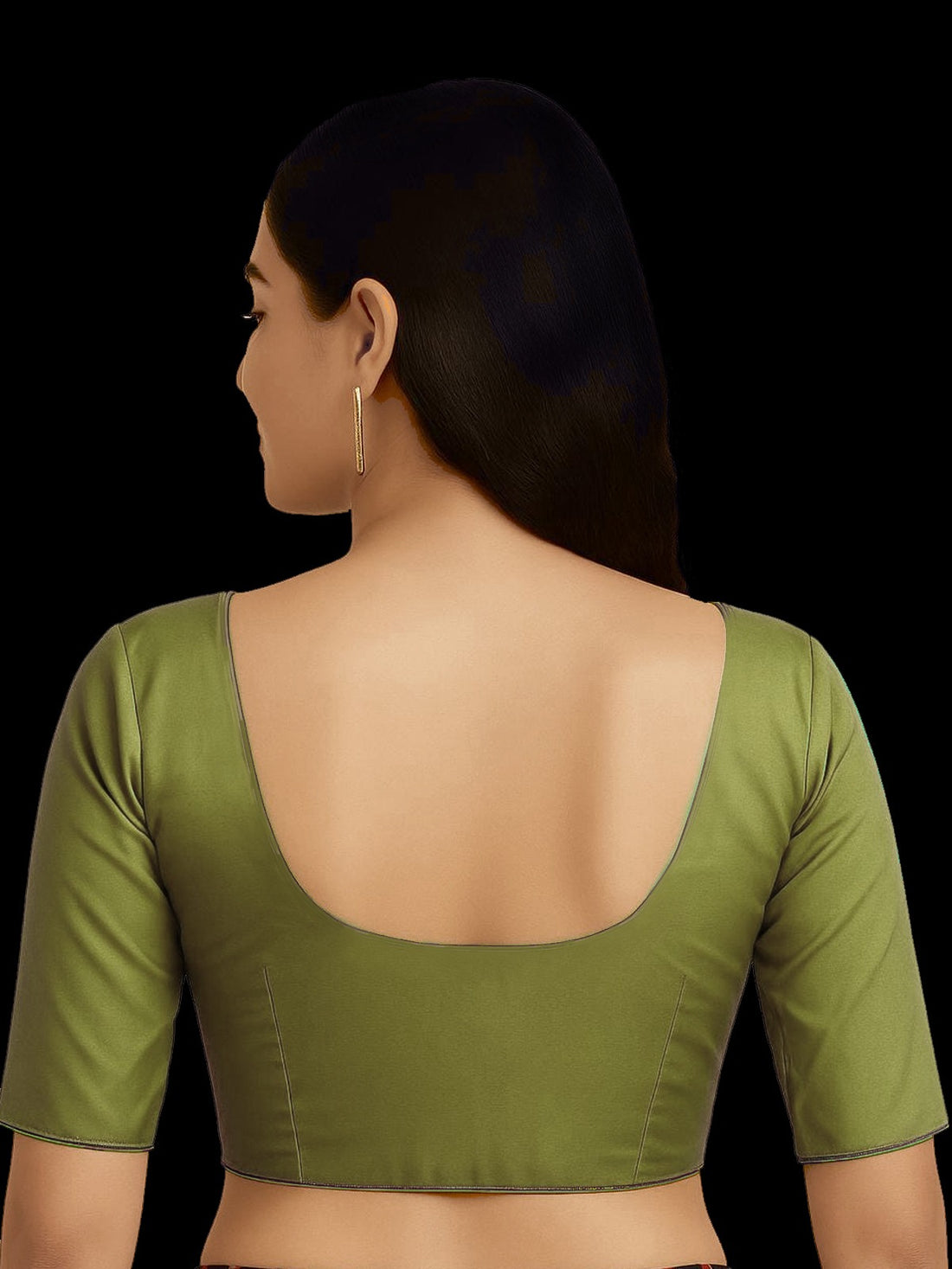Olive Green Pure silk with lining blouse