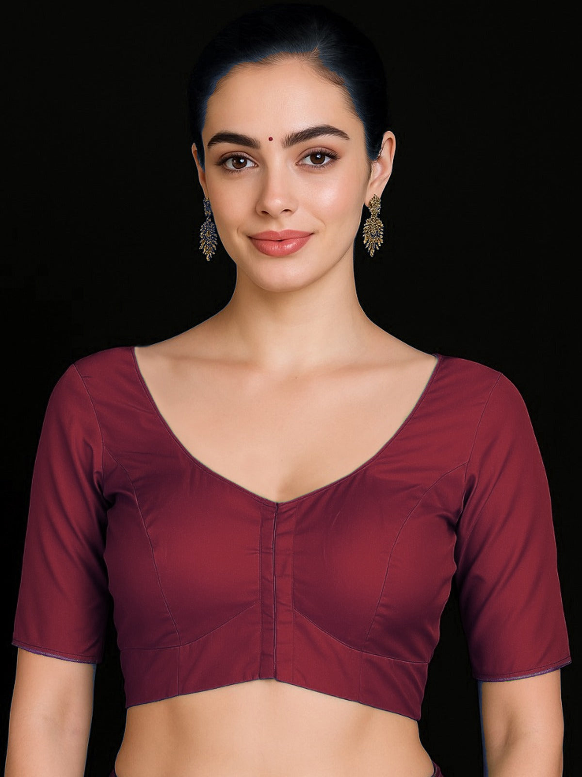 Dark Red  Pure silk with lining blouse