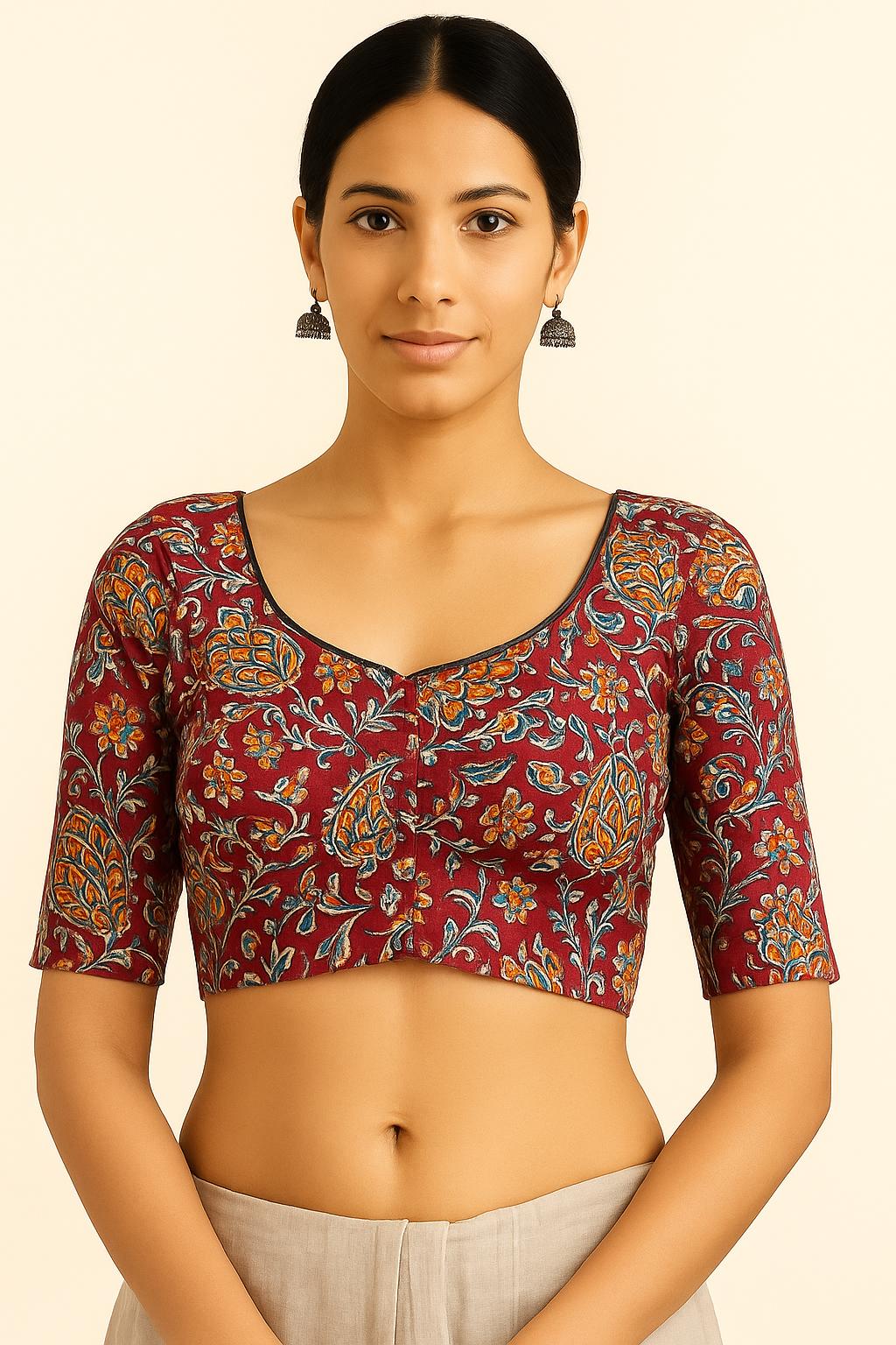 Kalamkari pure cotton with lining blose